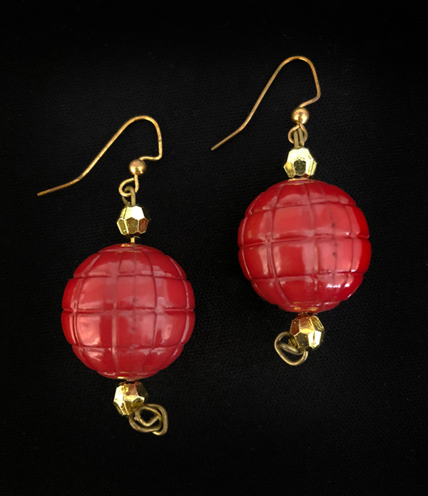 Red Globe Earrings