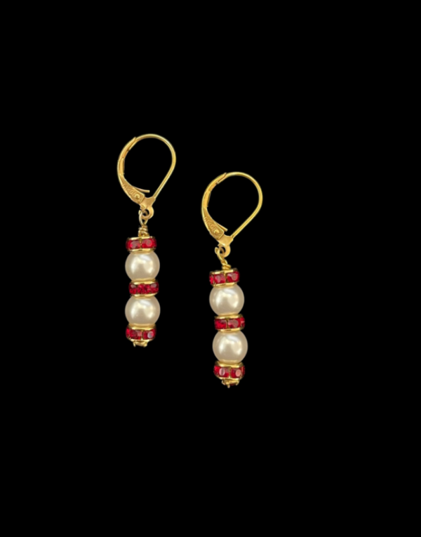 Swarovski Pearl and Siam lever back Earrings