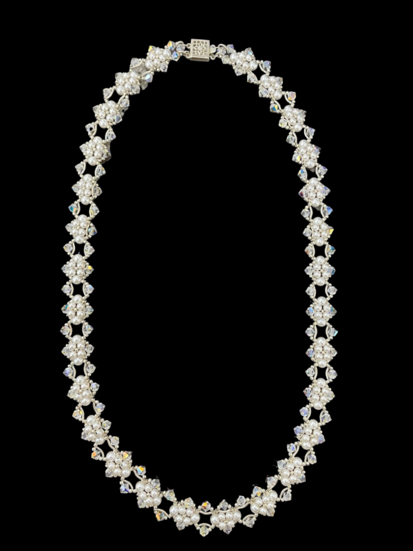 19" Spring Treasure Swarovski AB Crystal Pearl Sterling Silver Necklace